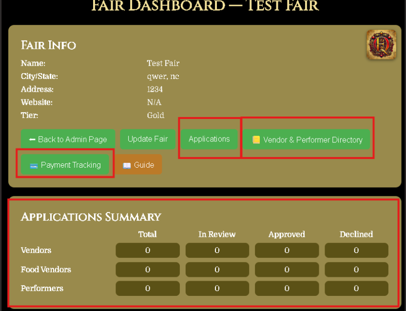 Fair Dashboard overview