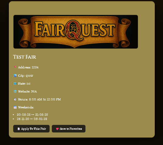 Apply To This Fair button on fair detail page