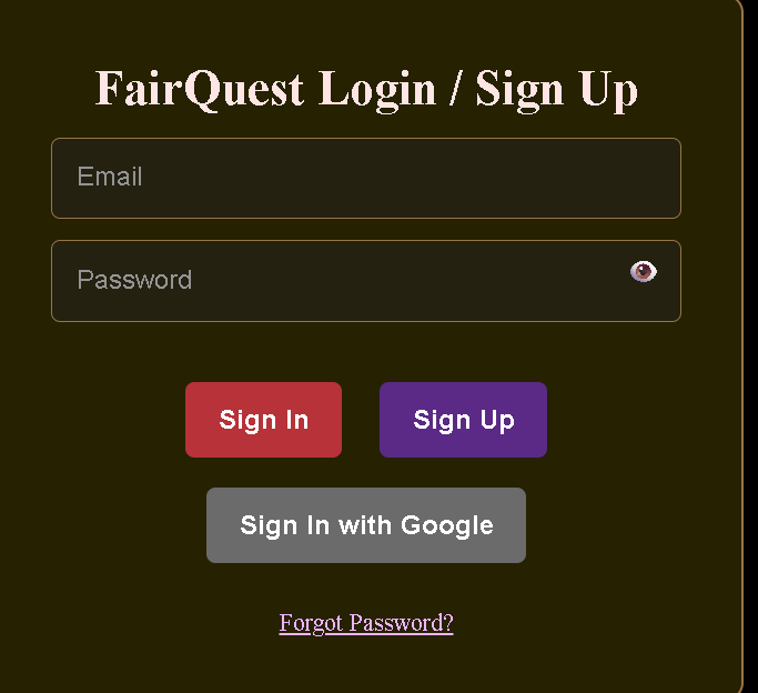 FairQuest login page