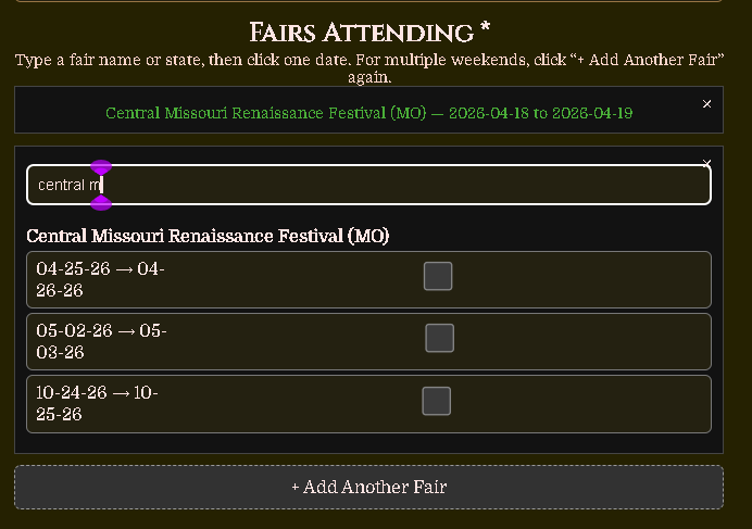 Selecting weekends for a fair