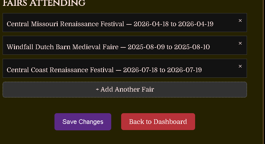 Adding a fair to your profile