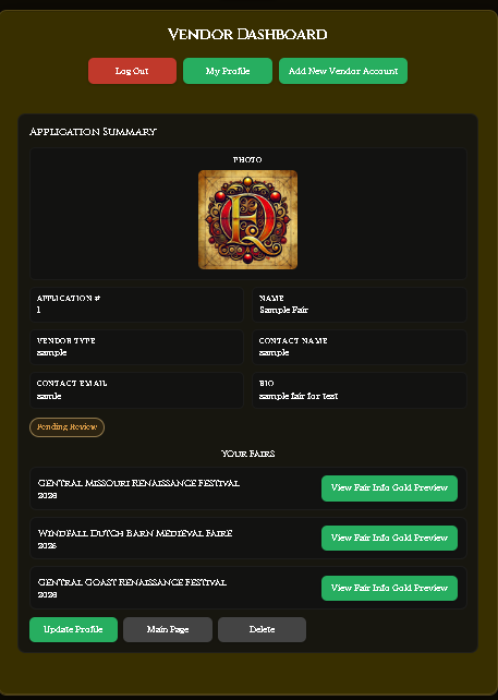 Vendor Dashboard overview